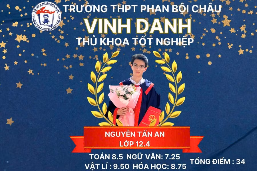 Nguyễn Tấn An được Trường THPT Phan Bội Châu (Đà Nẵng) vinh danh. 