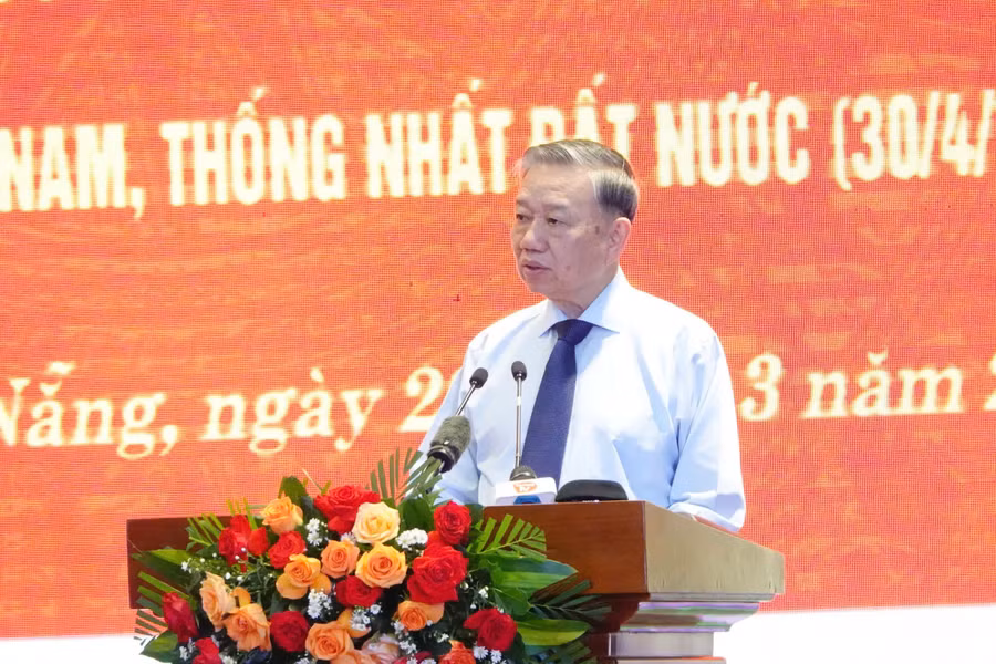 Tổng Bí thư Tô Lâm phát biểu tại gặp mặt cán bộ lão thành cách mạng, người có công, gia đình chính sách tiêu biểu khu vực miền Trung - Tây Nguyên.