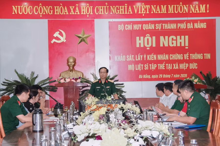 Bộ Chỉ huy Quân sự TP Đà Nẵng chủ trì hội nghị khảo sát, lấy ý kiến nhân chứng về thông tin mộ liệt sĩ tại xã Hiệp Đức.