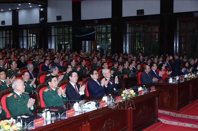 Tổng Bí thư Nguyễn Phú Trọng cùng các đồng chí lãnh đạo, nguyên lãnh đạo Đảng, Nhà nước và các đại biểu dự lễ khai mạc. Ảnh: Trọng Đức/TTXVN Tổng Bí thư Nguyễn Phú Trọng cùng các đồng chí lãnh đạo, nguyên lãnh đạo Đảng, Nhà nước và các đại biểu dự lễ khai mạc. Ảnh: Trọng Đức/TTXVN
