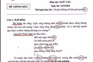 Đề thi giả mạo được lan truyền trên mạng xã hội.