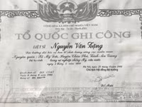 Bằng Tổ quốc ghi công của liệt sĩ Nguyễn Văn Tặng.