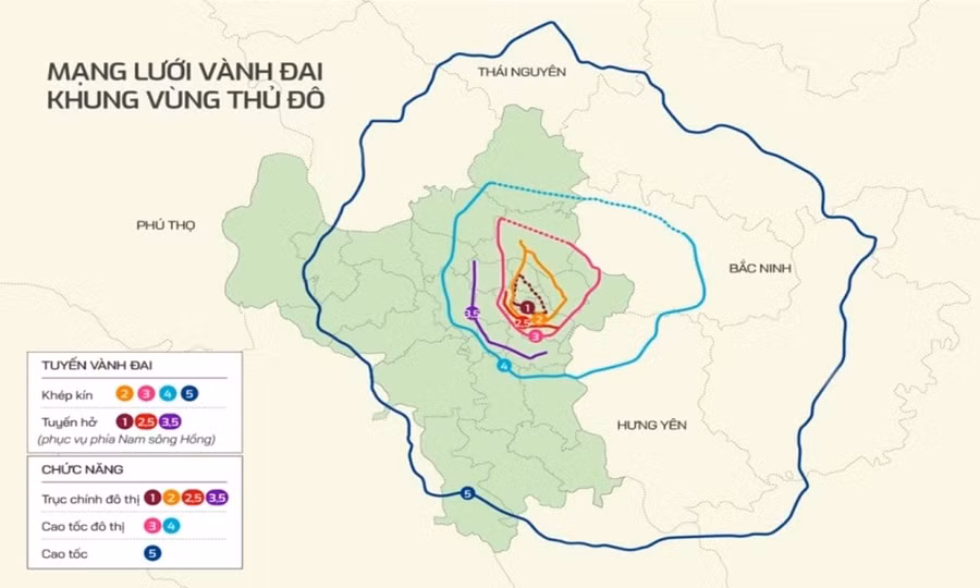 Hệ thống đường vành đai quanh Hà Nội.