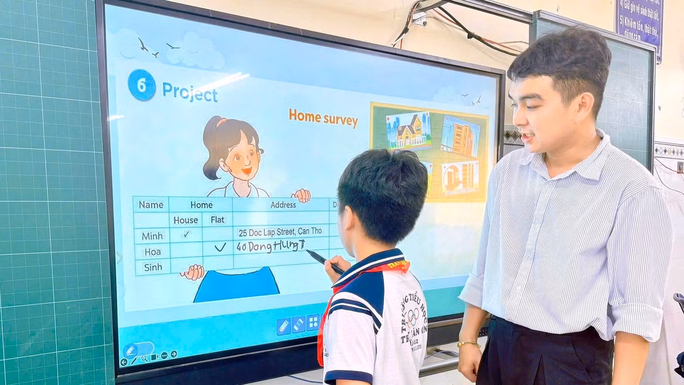 Tiết học tiếng của học sinh Trường Tiểu học Trần Văn Ơn.