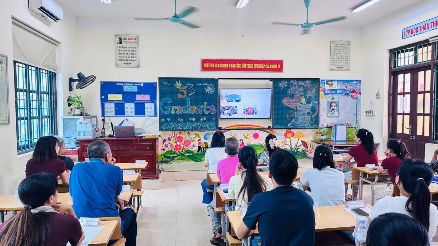 Họp phụ huynh cuối năm học 025-2026 tại Trường Tiểu học Phú Lâm 1 (Bắc Ninh). Ảnh: websites nhà trường.