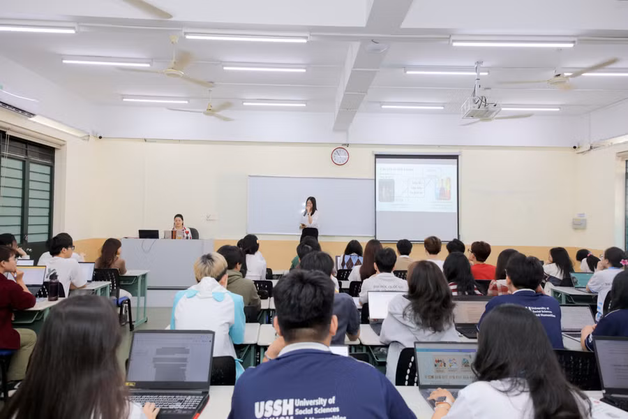 Một tiết học tại Trường Đại học Khoa học xã hội và Nhân văn (Đại học Quốc gia TPHCM). Ảnh: HCMUSSH. 