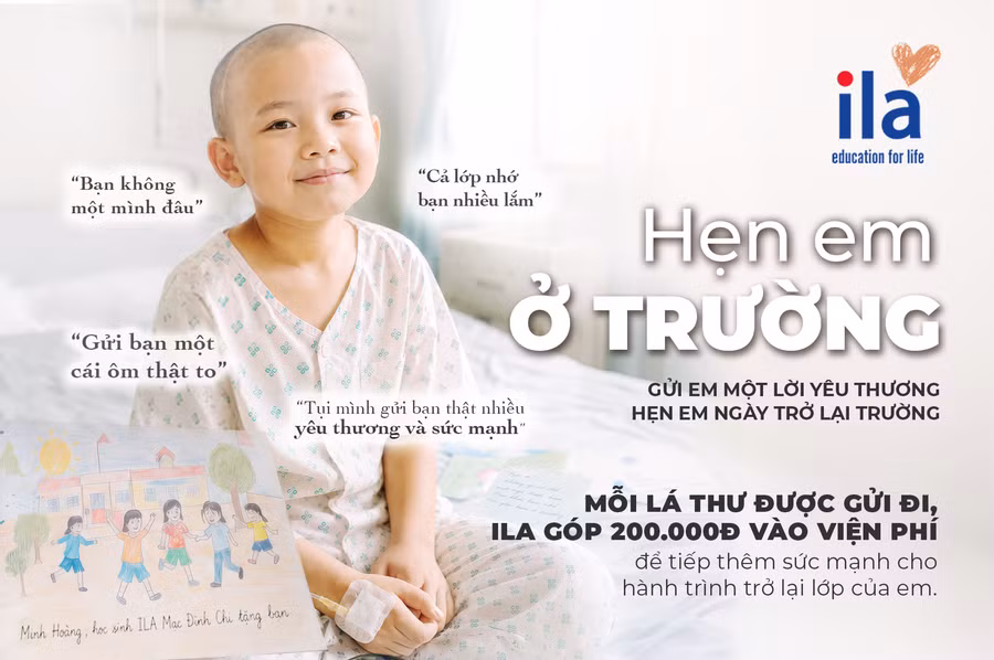 Với mỗi lá thư gửi về chương trình “Hẹn em ở trường”, ILA đóng góp 200.000 đồng hỗ trợ viện phí cho các bệnh nhi. Ảnh: ILA