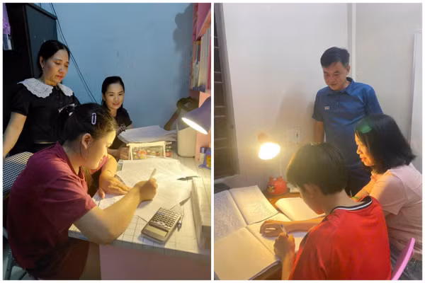 Phụ huynh và giáo viên kiểm tra việc học tập của các học sinh vào mỗi buổi tối.
