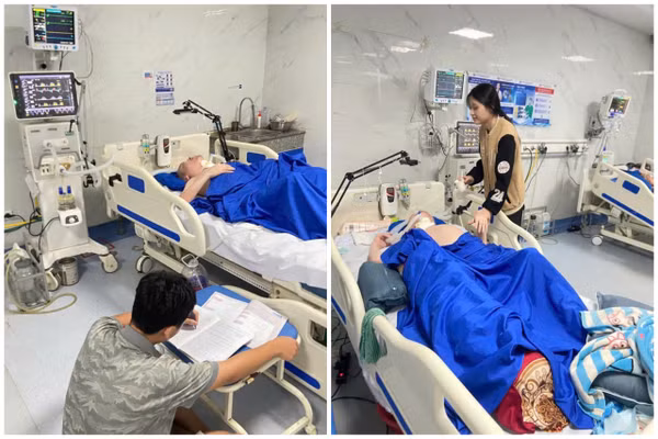 Sau mỗi buổi tới trường, 2 chị em Thanh Hiền lại tất tả thay nhau vào viện túc trực bố.