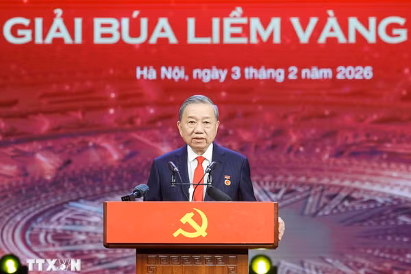 Tổng Bí thư Tô Lâm phát biểu tại buổi lễ. (Ảnh: Thống Nhất/TTXVN)