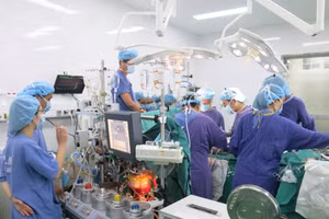 Các bác sĩ tiến hành ghép tạng tại Bệnh viện Việt Đức. Ảnh: BVCC