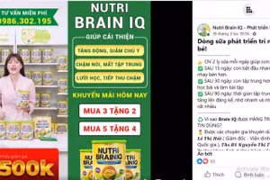 Những lời quảng cáo 'có cánh' về sản phẩm sữa Nutri Brain IQ. 