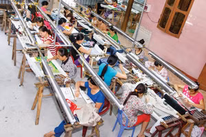 Làng thêu xã Minh Lãng có tuổi đời gần 200 năm nổi tiếng ở Thái Bình. 