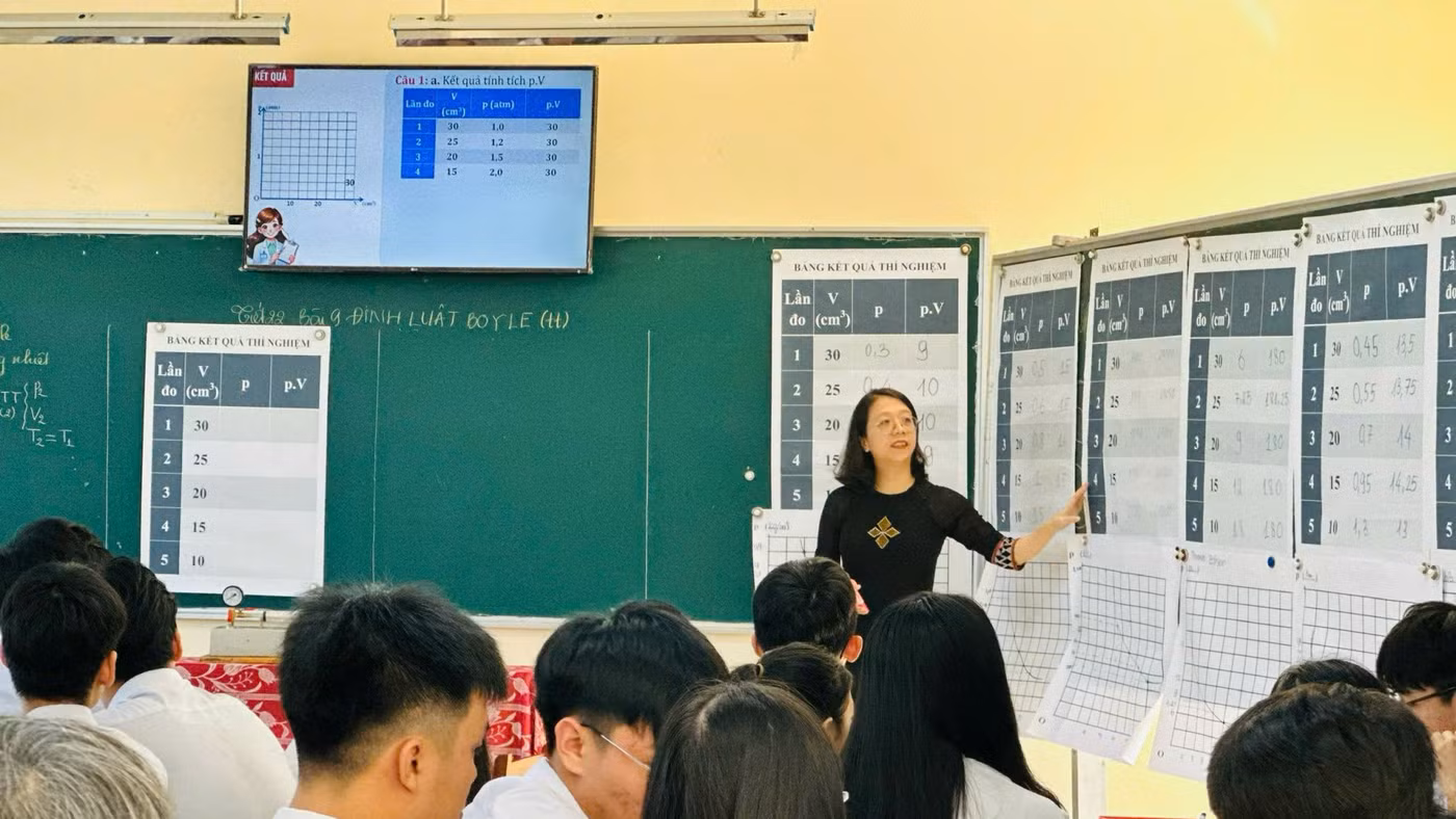 Cô Phạm Nguyễn Trang Ngân trong giờ dạy.