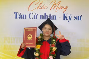 Minh Thư với tấm bằng tốt nghiệp cao đẳng kế toán loại xuất sắc. Ảnh: Hà An.