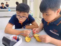 Học sinh Trường THCS Chu Văn An tham gia các dự án stem. Ảnh NTCC.
