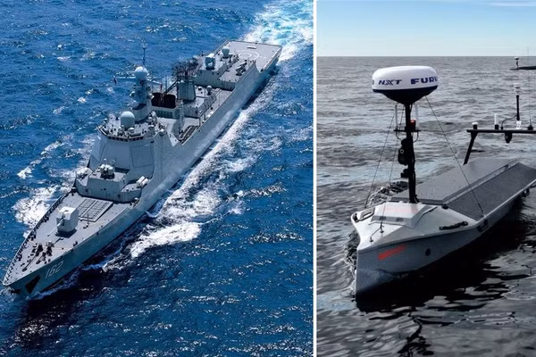 Khu trục hạm Type 052D Trung Quốc bất lực, USV Mỹ lượn sát sườn