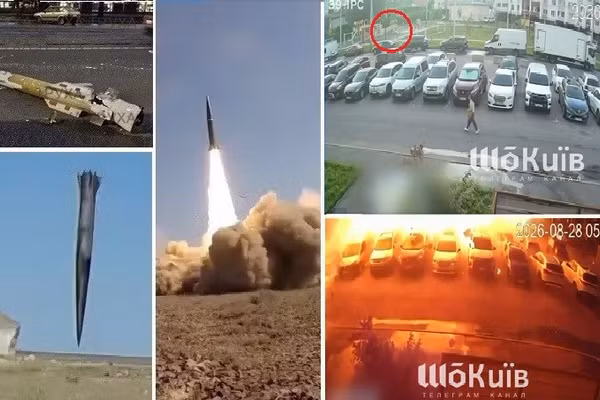 Tên lửa phòng không Ukraine đánh trúng bãi đỗ xe ở thủ đô Kiev
