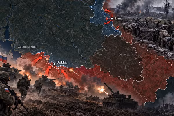 Ảnh minh họa quân Nga thẳng tiến ở Orikhiv và bị Ukraine chặn lại tại Lyman