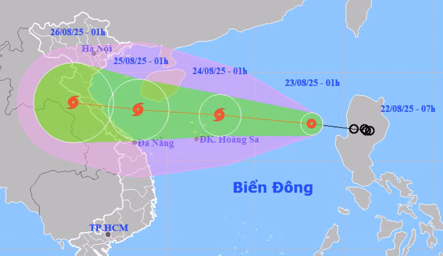 Dự báo hướng đi của bão số 5.