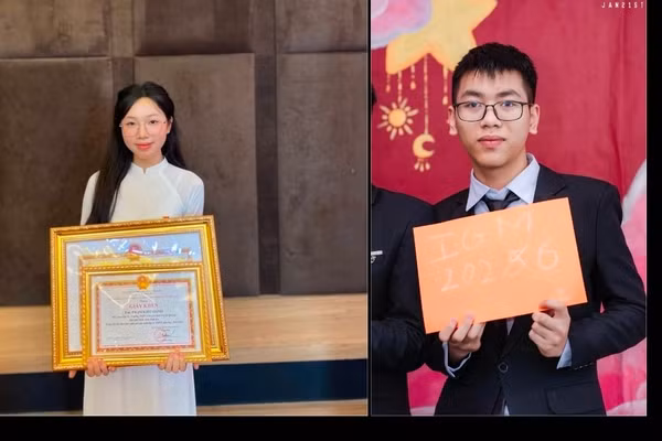Em Phạm Kiều Oanh học sinh Trường THPT Chuyên Tuyên Quang và em Trần Đức Hiếu học sinh Trường THPT Chuyên Hà Giang.