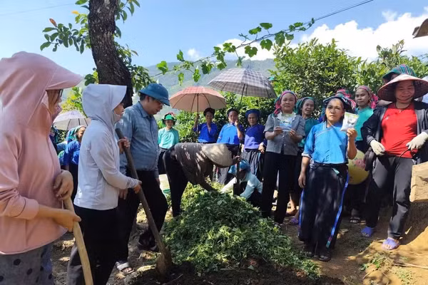 Người dân tham gia thực hành tại buổi học tập kỹ năng.