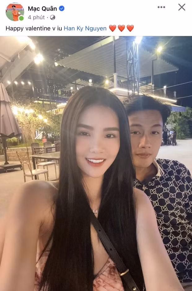 Mạc Hồng Quân đăng ảnh chúc mừng siêu mẫu Kỳ Hân. Hội cầu thủ Việt công khai tình cảm ngọt ngào ngày Lễ tình nhân