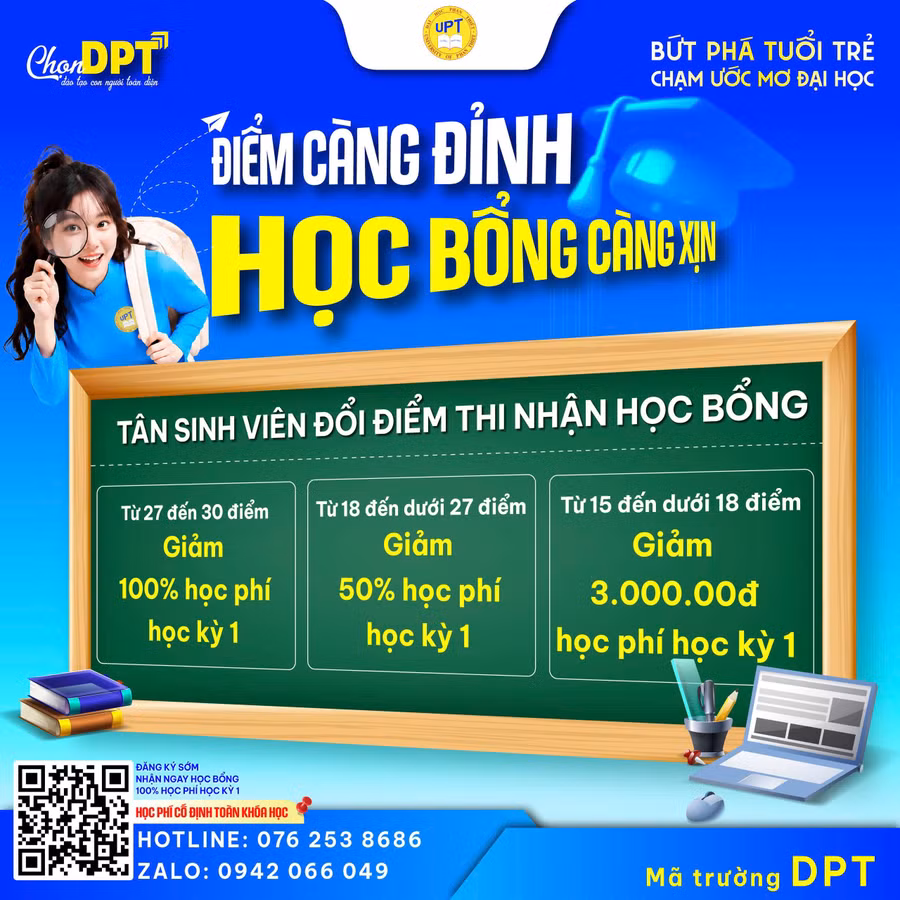 Từ 15 điểm thí sinh có thể xét học bổng tại Trường Đại học Phan Thiết.