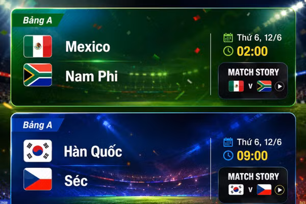 Lịch thi đấu World Cup ngày 12/6.