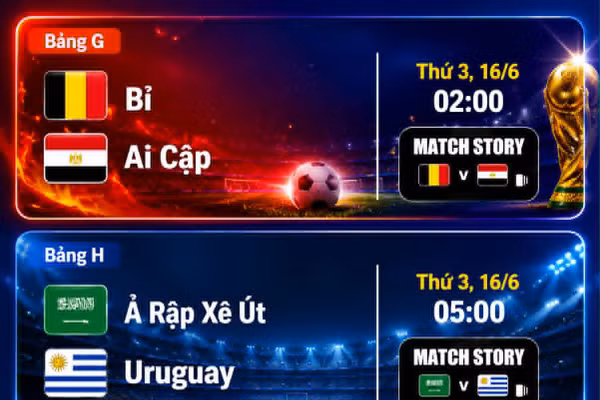 Lịch thi đấu World Cup 2026 ngày 16/6: Chờ ‘Quỷ đỏ’ Bỉ và Uruguay phô diễn sức mạnh