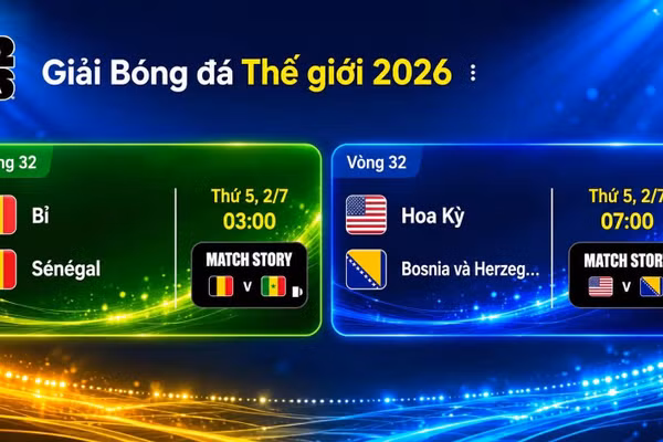 Lịch thi đấu World Cup 2026 ngày 2/7: Tuyển Mỹ làm nên lịch sử?