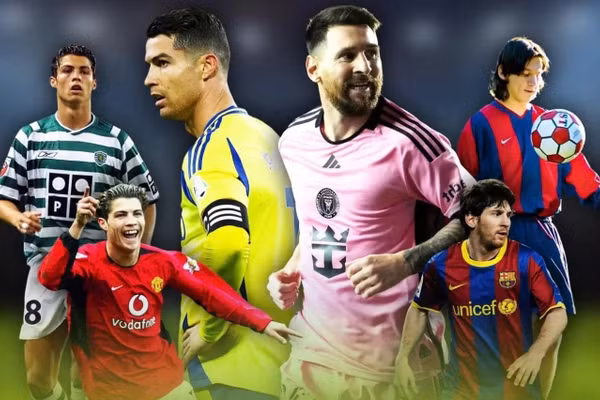 Thành tích ghi bàn của Messi và Ronaldo ở mọi cấp độ