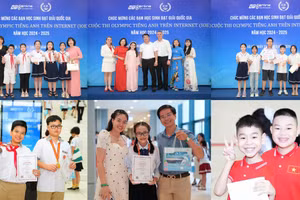 Các em học sinh, phụ huynh và thầy cô giáo từ khắp mọi miền Tổ quốc tham dự Lễ vinh danh IOE trong không khí vui tươi, phấn khởi.