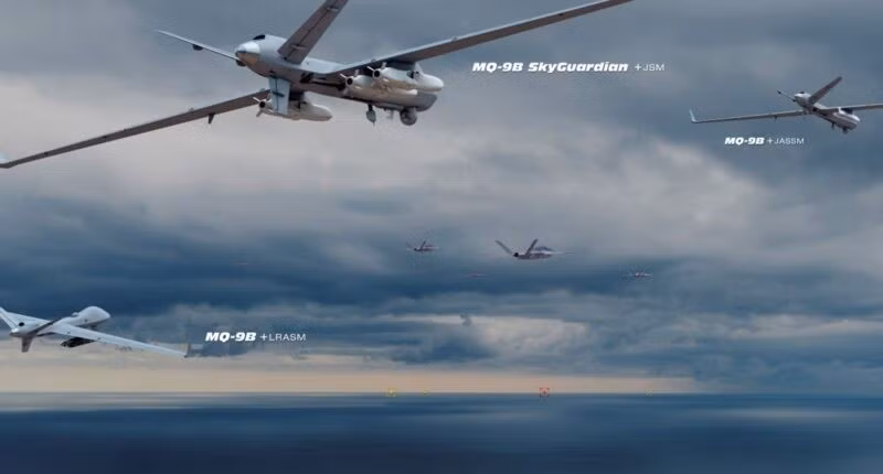 Các drone MQ-9B được trang bị những hệ thống tên lửa khác nhau. Ảnh: GA-ASI