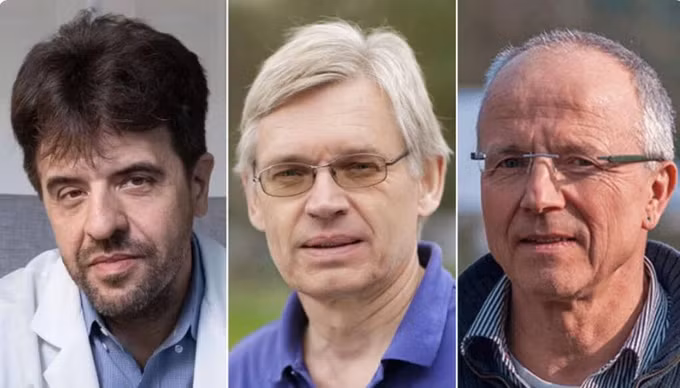 Ba nhà khoa học giành giải Nobel Y sinh 2026, từ trái qua gồm Karl Deisseroth, Peter Hegemann và Georg Nagel. Ảnh: Stanford Health Care/AIChE