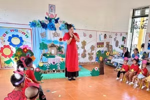 Một buổi học tại trường Mầm non Huổi Lèng.