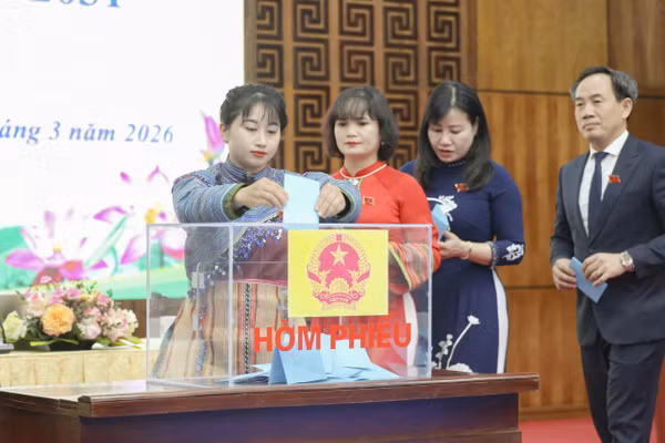 Các đại biểu bỏ phiếu bầu cử các chức danh lãnh đạo.