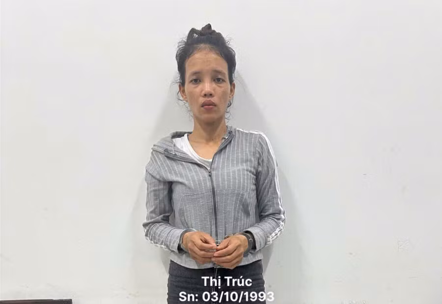 Thị Trúc tại Cơ quan điều tra. (Ảnh: Công an Tây Ninh).