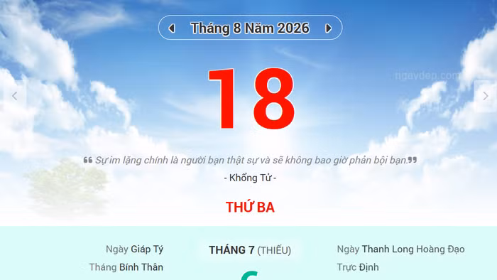 Lịch âm 18/8 - Xem lịch âm ngày 18/8