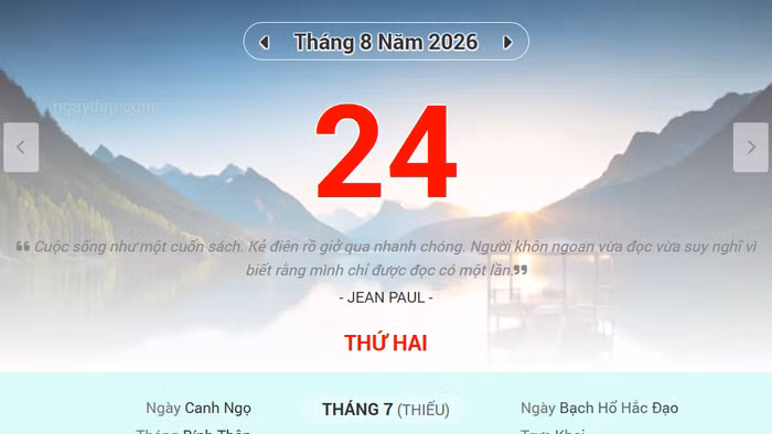 Lịch âm 24/8 - Xem lịch âm ngày 24/8