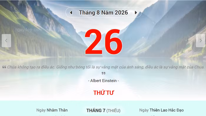 Lịch âm 26/8 - Xem lịch âm ngày 26/8
