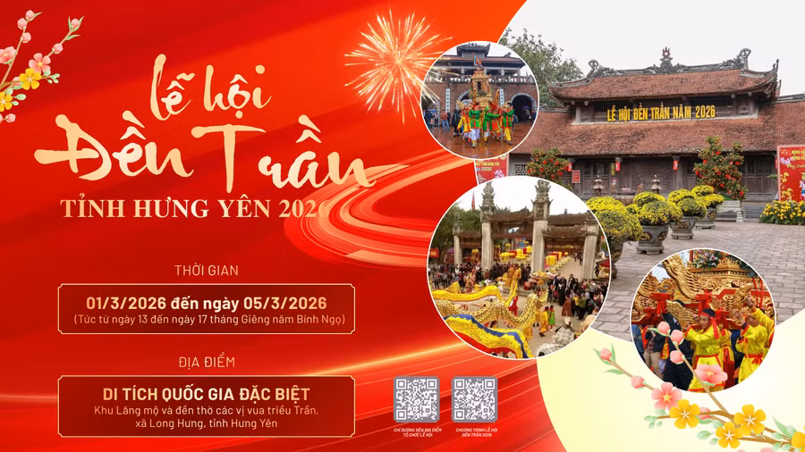Lễ hội đền Trần năm 2026 được tổ chức với quy mô cấp tỉnh trong 5 ngày, từ ngày 1 đến 5/3.