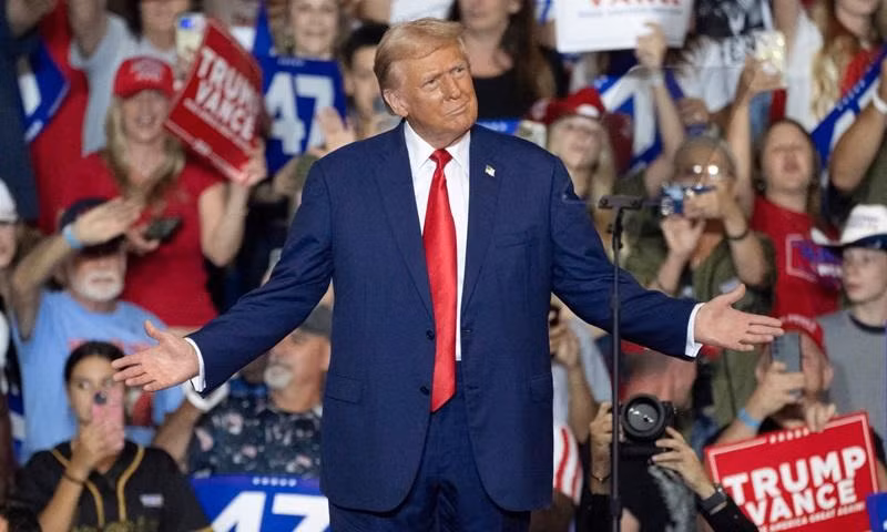 Ứng cử viên tổng thống đảng Cộng hòa Donald Trump trong một cuộc vận động tranh cử ở Wilkes-Barre, Pennsylvania, ngày 17/8. Ảnh: Jim Watson/AFP/Getty Images