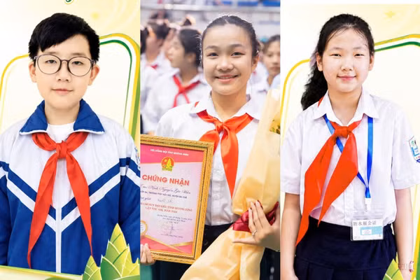 Từ trái sang: Đào Đức Anh, Nịnh Nguyễn Gia Hân và Bùi Vũ Gia Linh.