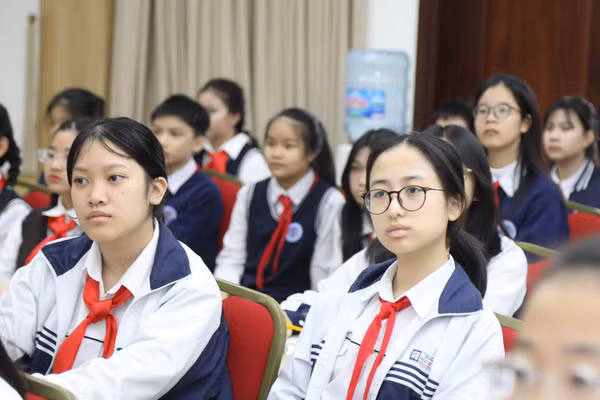 Học sinh Trường THCS Ngô Sĩ Liên (phường Cửa Nam, Hà Nội).