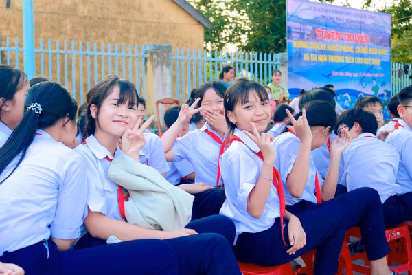 Học sinh Trường THCS Võ Như Hưng (phường Điện Bàn Đông, TP Đà Nẵng).