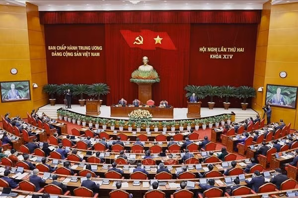 Phiên khai mạc Hội nghị lần thứ hai Ban Chấp hành Trung ương Đảng khoá XIV, sáng ngày 23/3/2026. Ảnh: Doãn Tấn/TTXVN 