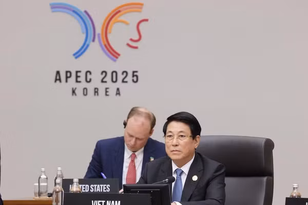 Chủ tịch nước Lương Cường dự Hội nghị Cấp cao Diễn đàn Hợp tác kinh tế châu Á-Thái Bình Dương (APEC) lần thứ 32. (Ảnh: Lâm Khánh/TTXVN) 