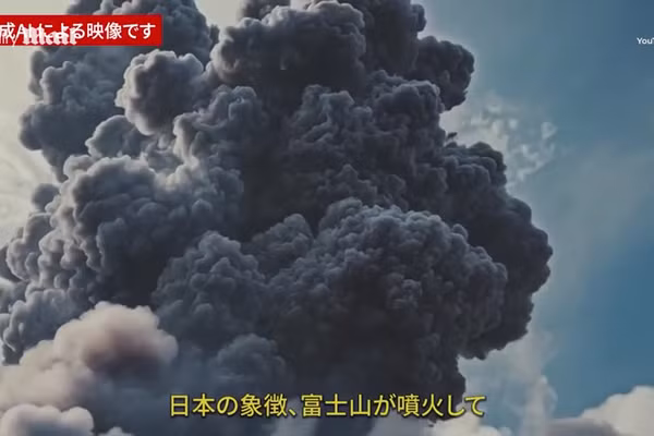 Video AI rúng động cảnh báo Tokyo có thể bị phủ kín khi Núi Fuji phun trào