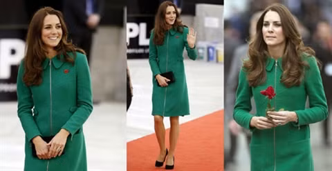 Vay lien mau xanh thanh lich nhu cong nuong Kate Middleton